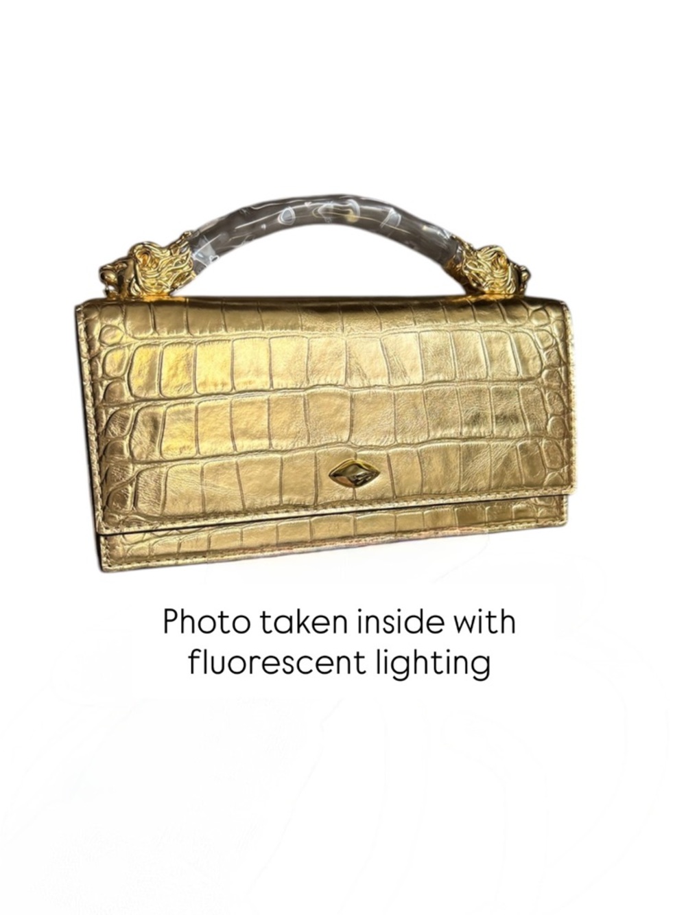 ALEXIS BITTAR Lioness Metallic Croc Embossed Leather Top-Handle Bag - Picture 2 of 12